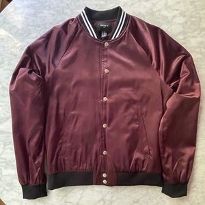Forever21 "Silk" Burgundy Varsity Jacket